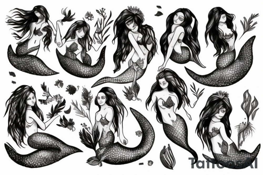 Mermaids and herbs. tattoo idea
