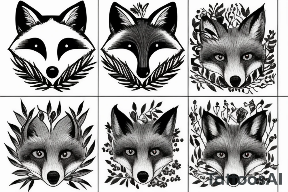 Herbs, fox, children tattoo idea