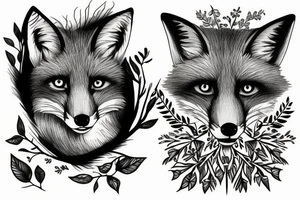 Herbs, fox, children tattoo idea
