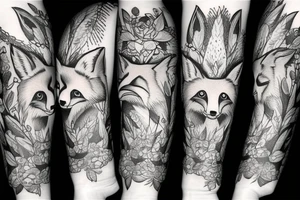Herbs, fox, children tattoo idea