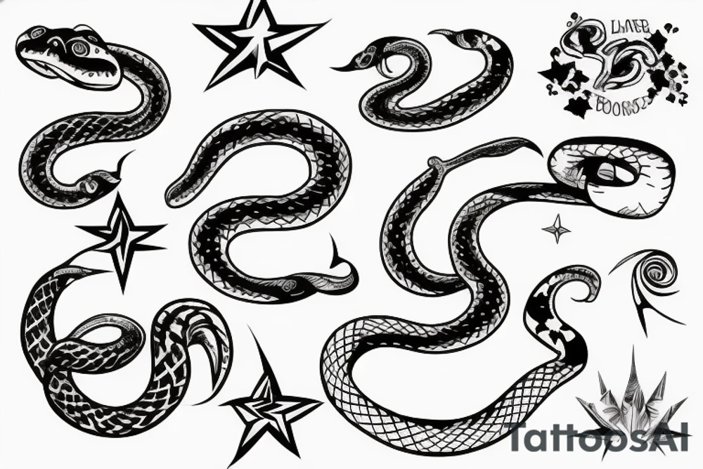 star and snake tattoo idea