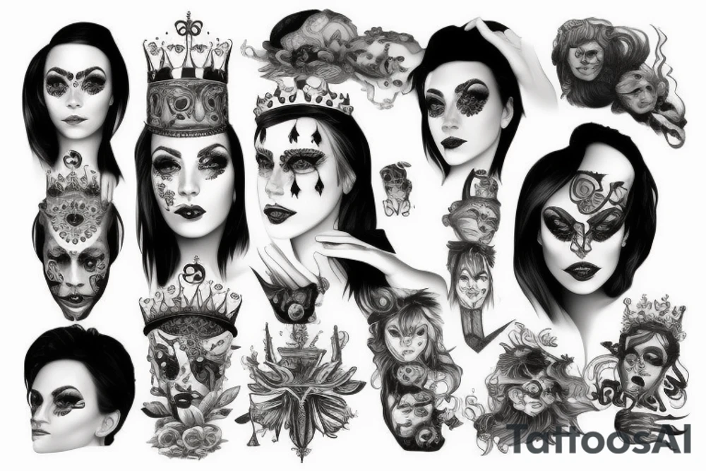 queen with white eyes tattoo idea