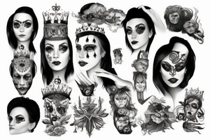 queen with white eyes tattoo idea