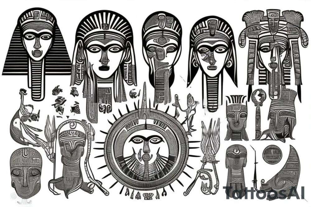 sun god RA with tutanhamon tattoo idea