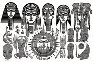sun god RA with tutanhamon tattoo idea