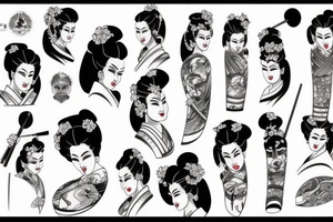 geisha with samurai tattoo idea