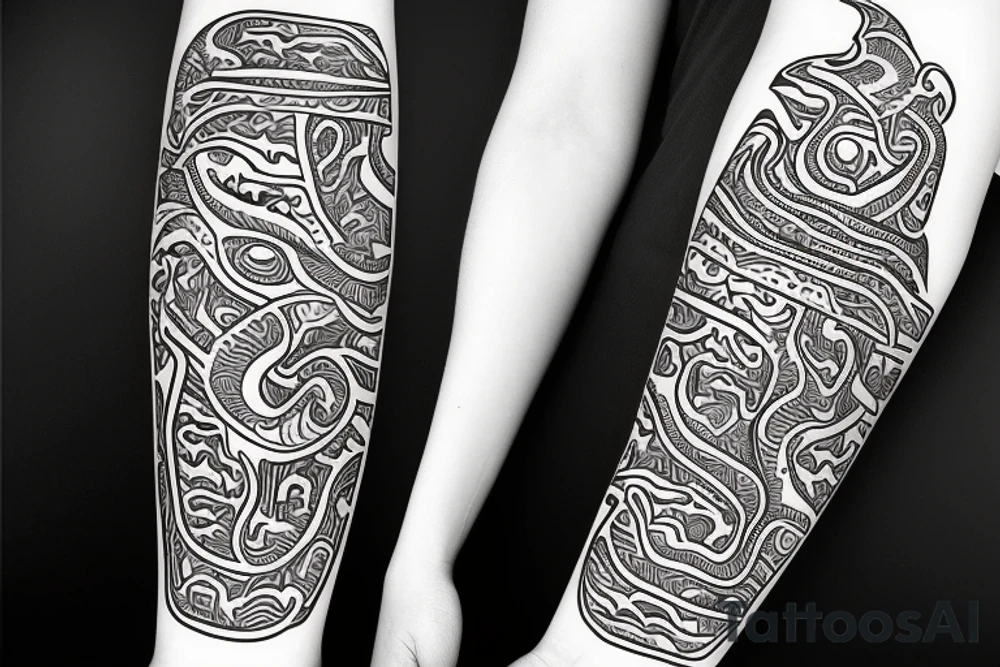 Island tribal dragon tattoo wrap around arm for females tattoo idea