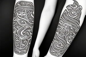 Island tribal dragon tattoo wrap around arm for females tattoo idea
