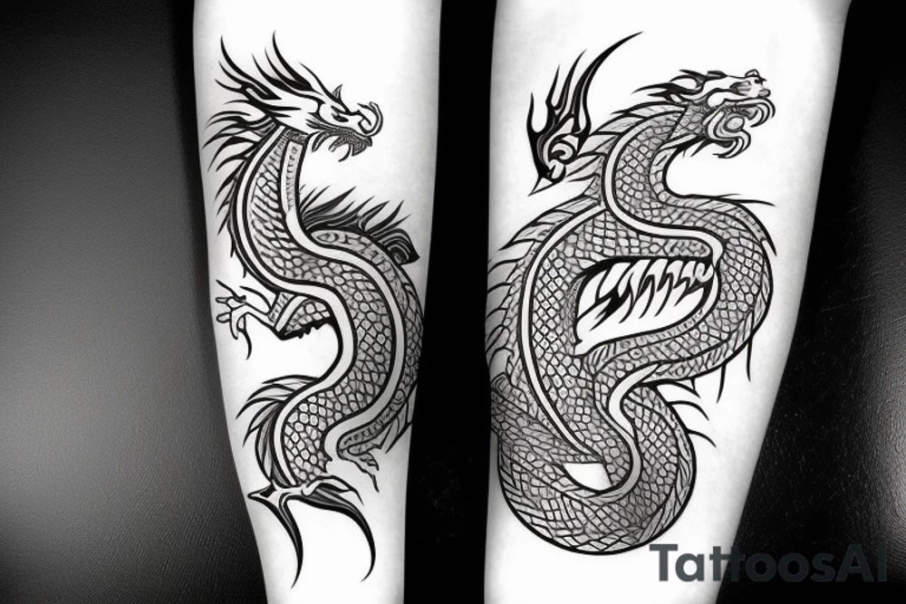Island tribal dragon tattoo wrap around arm for females tattoo idea