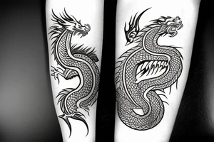 Island tribal dragon tattoo wrap around arm for females tattoo idea