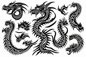 Island tribal dragon tattoo wrap around arm for females tattoo idea