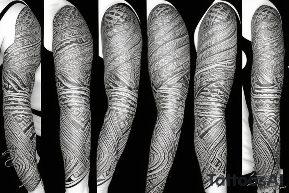 Island tribal dragon tattoo wrap around arm for females tattoo idea
