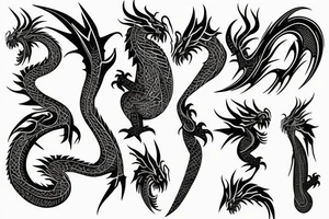 Island tribal dragon tattoo wrap around arm for females tattoo idea
