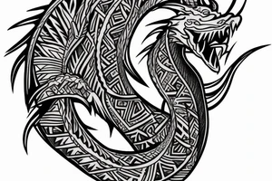 Island tribal dragon tattoo wrap around arm for females tattoo idea