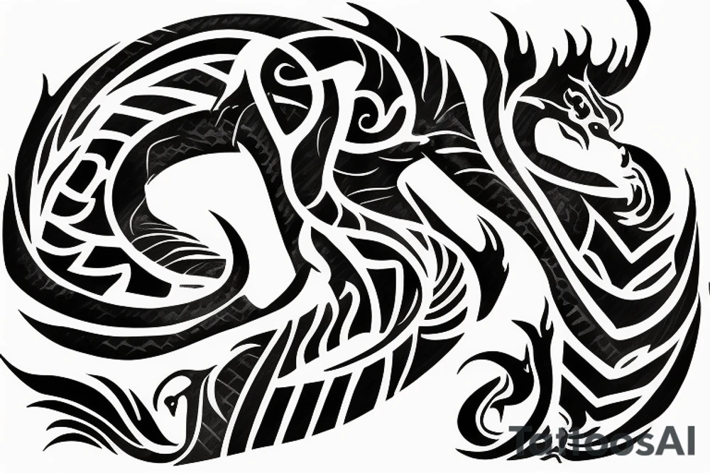 Island tribal dragon tattoo wrap around arm for females tattoo idea