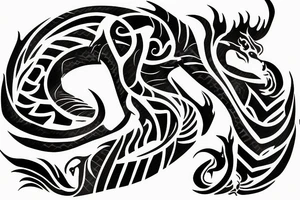Island tribal dragon tattoo wrap around arm for females tattoo idea