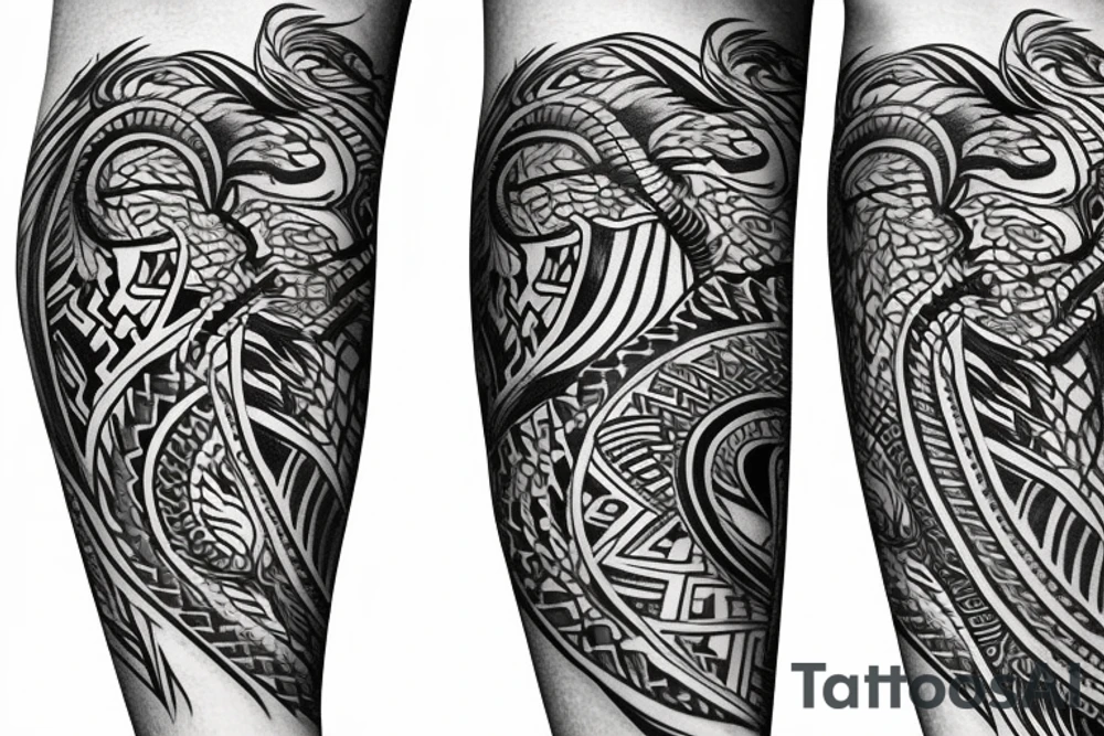 tribal dragon tattoo wrap around arm for females tattoo idea