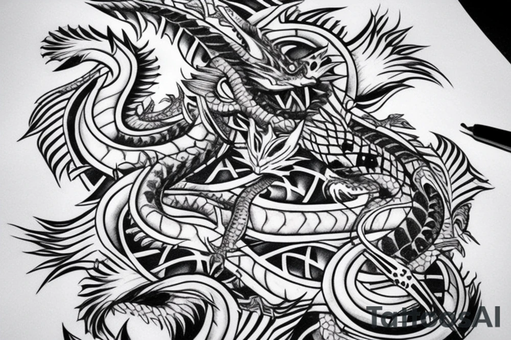 tribal dragon tattoo around arm for females tattoo idea