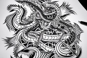 tribal dragon tattoo around arm for females tattoo idea