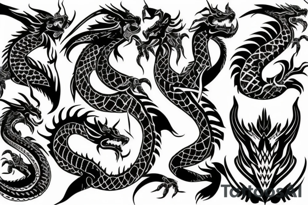 tribal dragon tattoo around arm for females tattoo idea