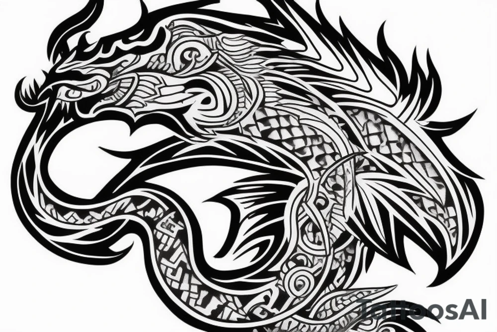 tribal dragon tattoo around arm for females tattoo idea
