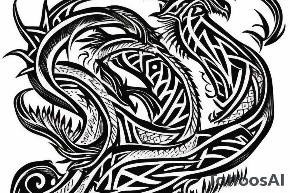 tribal dragon tattoo around arm for females tattoo idea