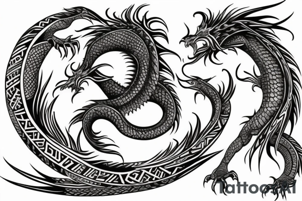 tribal dragon tattoo around arm for females tattoo idea