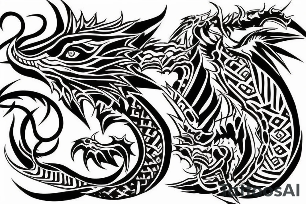 tribal dragon tattoo around arm tattoo idea