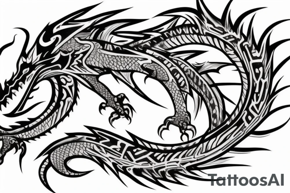 tribal dragon tattoo around arm tattoo idea
