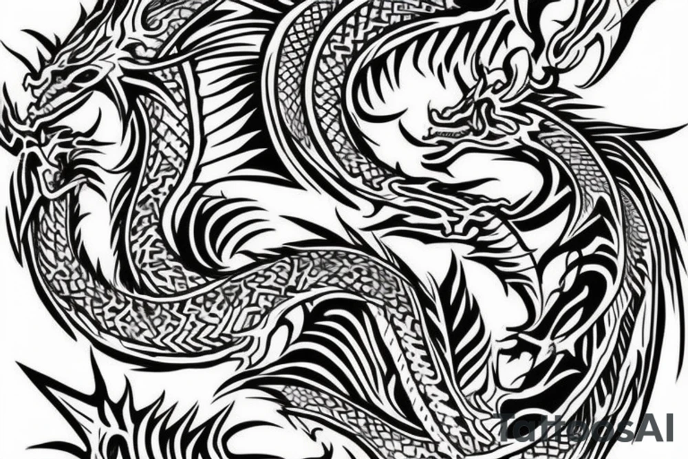 tribal dragon tattoo around arm tattoo idea