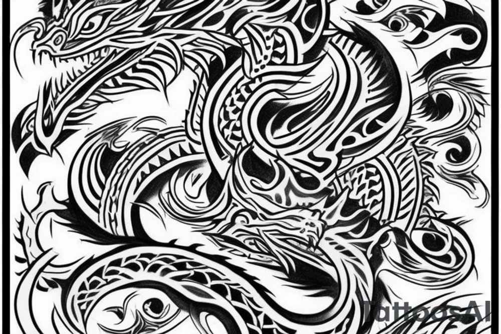 tribal dragon tattoo around arm tattoo idea