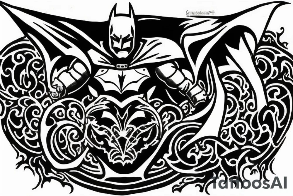 dark knight logo in mandana style tattoo idea