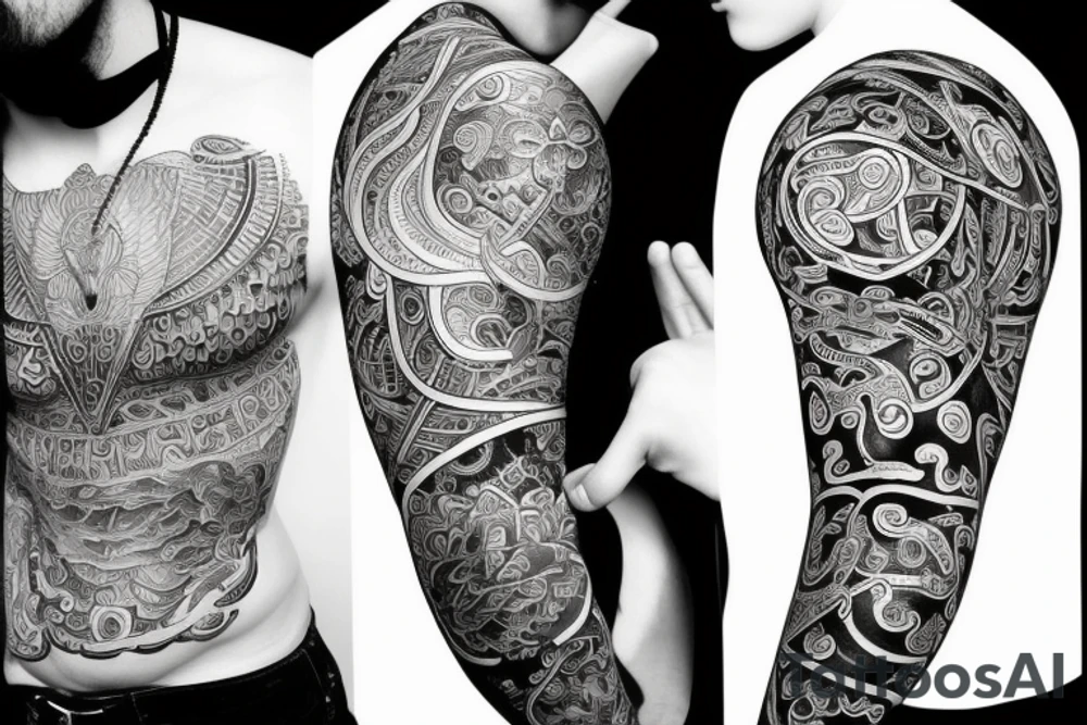 Yin and Yang, describing duality, masculine and feminine energies tattoo idea