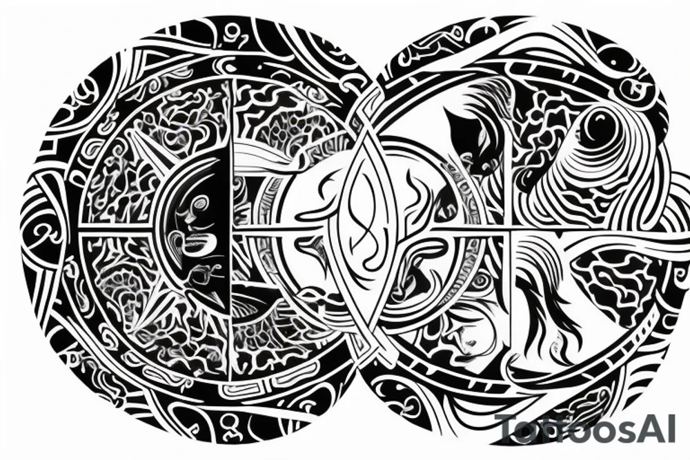 Yin and Yang, describing duality, masculine and feminine energies tattoo idea