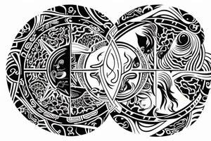 Yin and Yang, describing duality, masculine and feminine energies tattoo idea