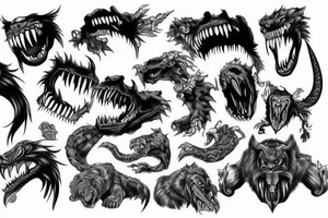 Untamed beast devouring city tattoo idea