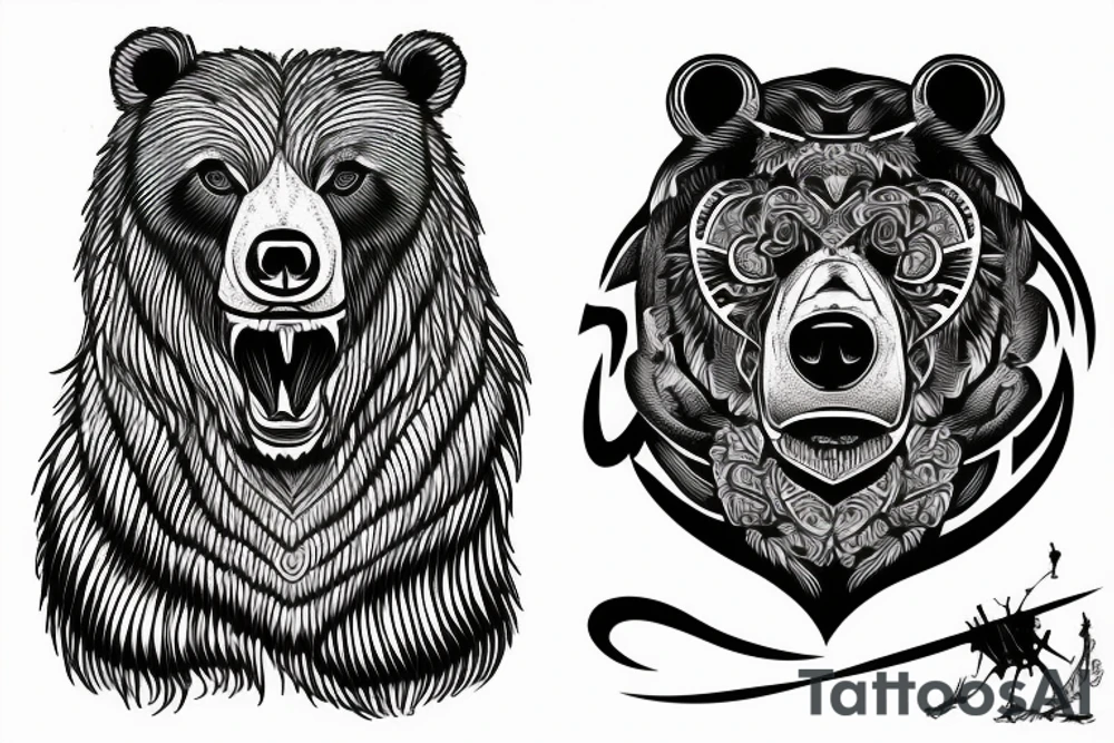 Unique beast of a bear, furious tattoo idea