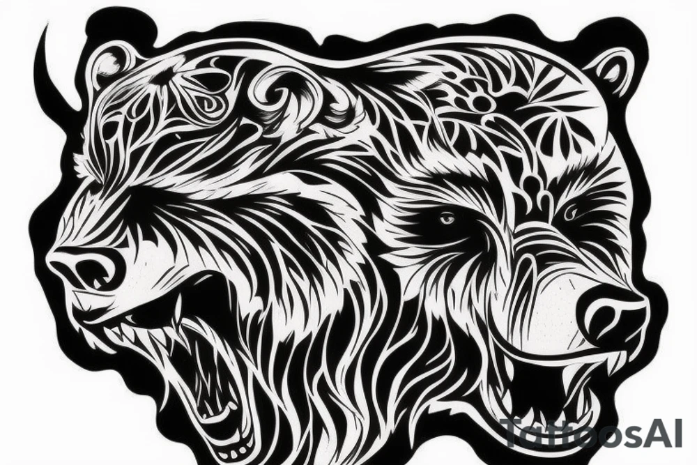 Unique beast of a bear, furious tattoo idea