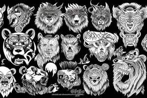 Unique beast of a bear, furious and roaring tattoo idea