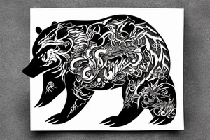Unique beast of a bear, furious and roaring tattoo idea