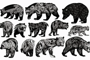 Unique beast of a bear, furious and roaring, larger than a city tattoo idea
