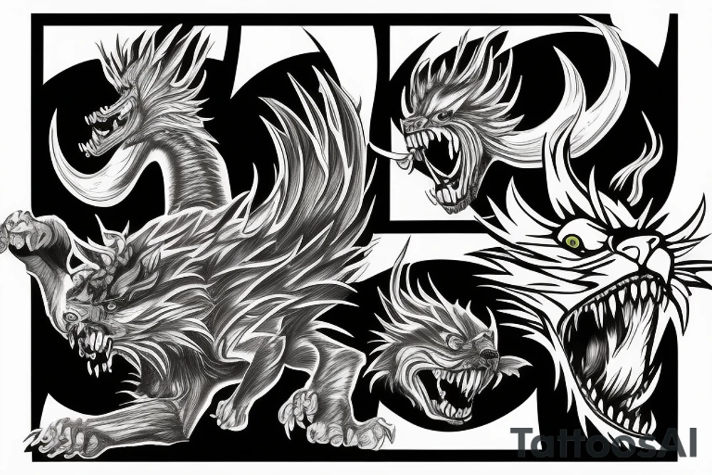 Furious beast roaring in atack tattoo idea