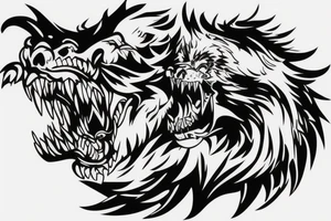 Furious beast full body roaring in atack tattoo idea