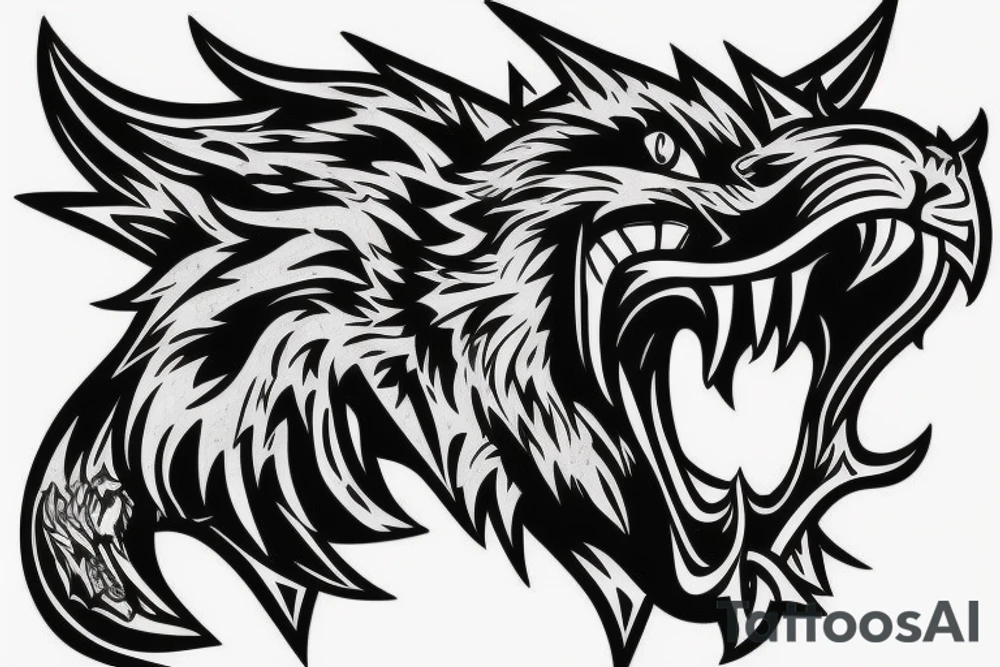 Furious beast full body roaring in atack tattoo idea Furious beast full body roaring in atack tattoo idea