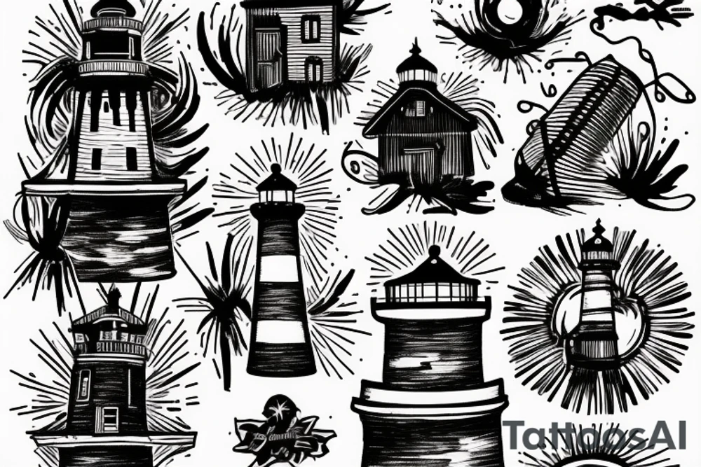 Brush stroke lighthouse tattoo idea