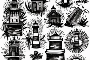 Brush stroke lighthouse tattoo idea
