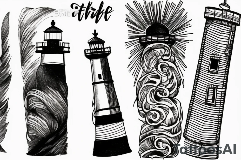 Brush stroke lighthouse tattoo idea