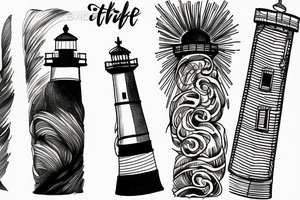 Brush stroke lighthouse tattoo idea