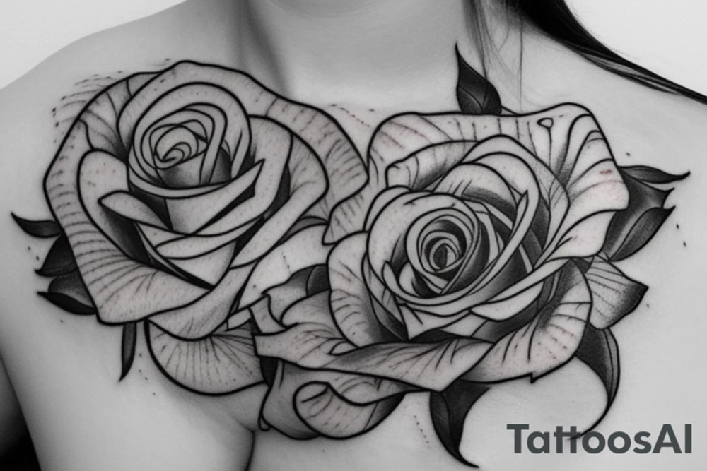 rose on collarbone on both sides tattoo idea