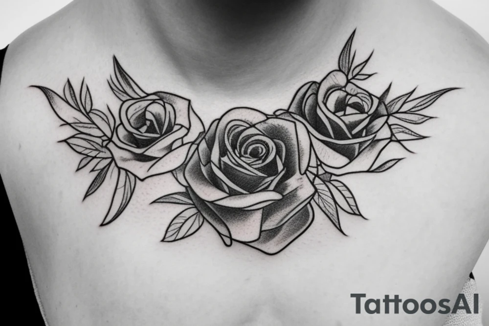 thin rose on the clavicle tattoo idea